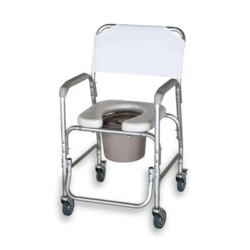 silla de baño con ruedas y cubeta de aluminio personas mayores
