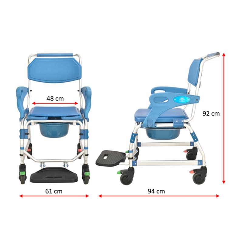 Silla de ducha y wc con ruedas OASIS medidas