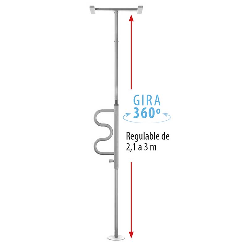 Columna asidera giratoria sin tornillos y regulable