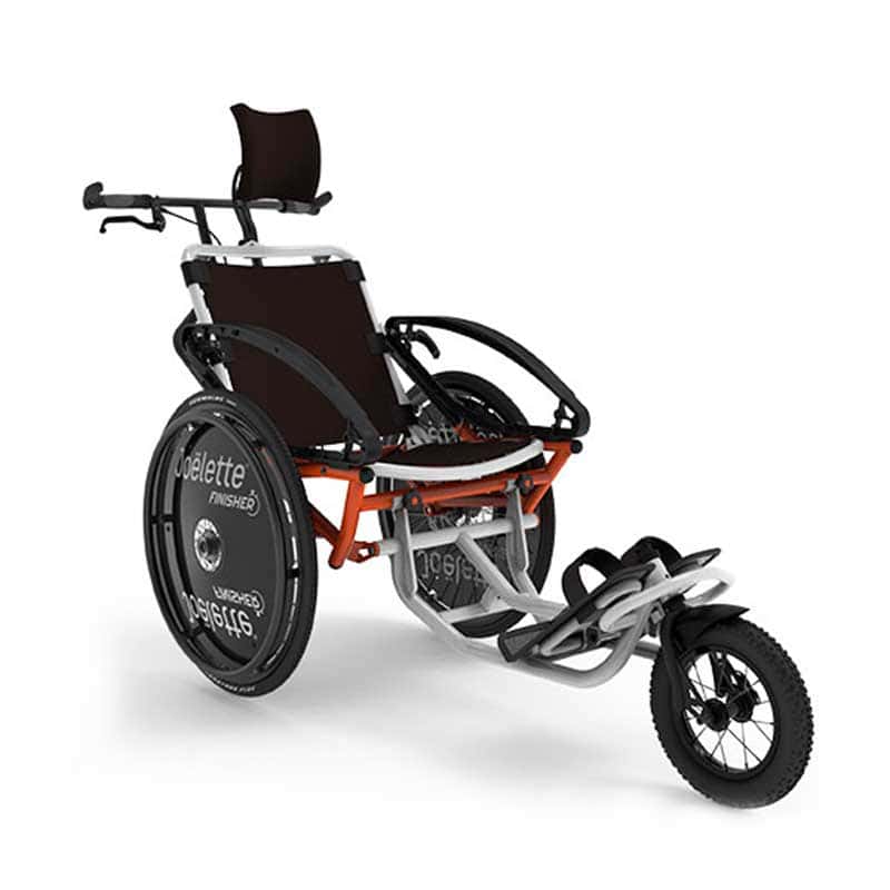 Joëlette Finisher en plena carrera movilidad y velocidad inclusiva