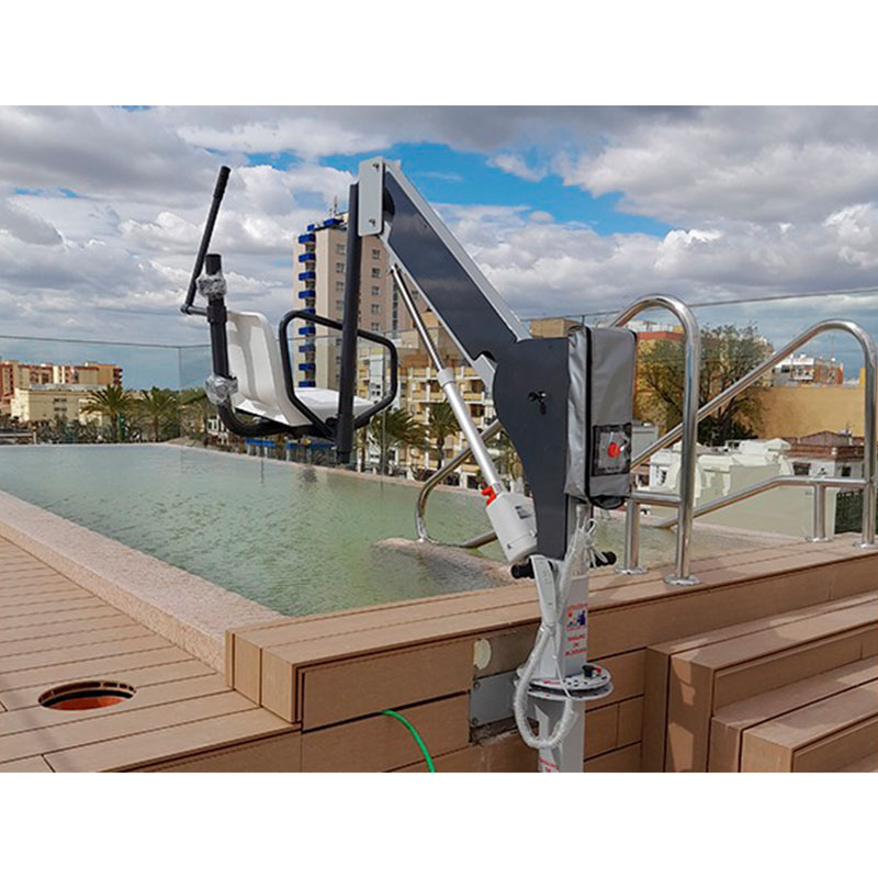 Detalle del asiento desmontable del elevador Metalu 3800